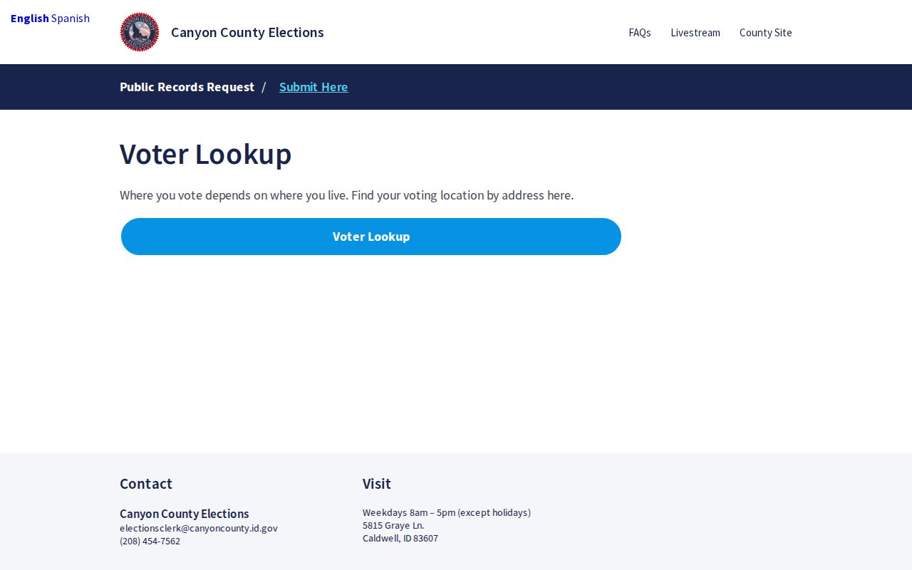 Canyon County address and voting-location lookup for Caldwell neighbors