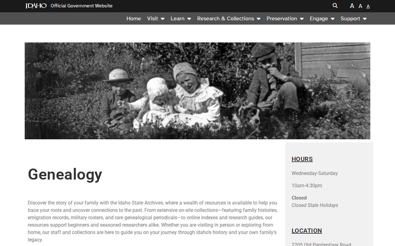 Idaho State Archives genealogy resources for Caldwell previous residents